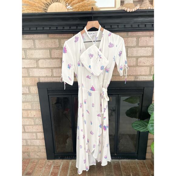 Wildfox Crystal Wrap Maxi Dress XS White Hippie Boho Festival - Picture 1 of 15